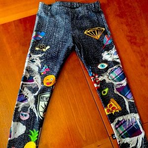 Terez Little Girls Leggings - Unicorn Emoji